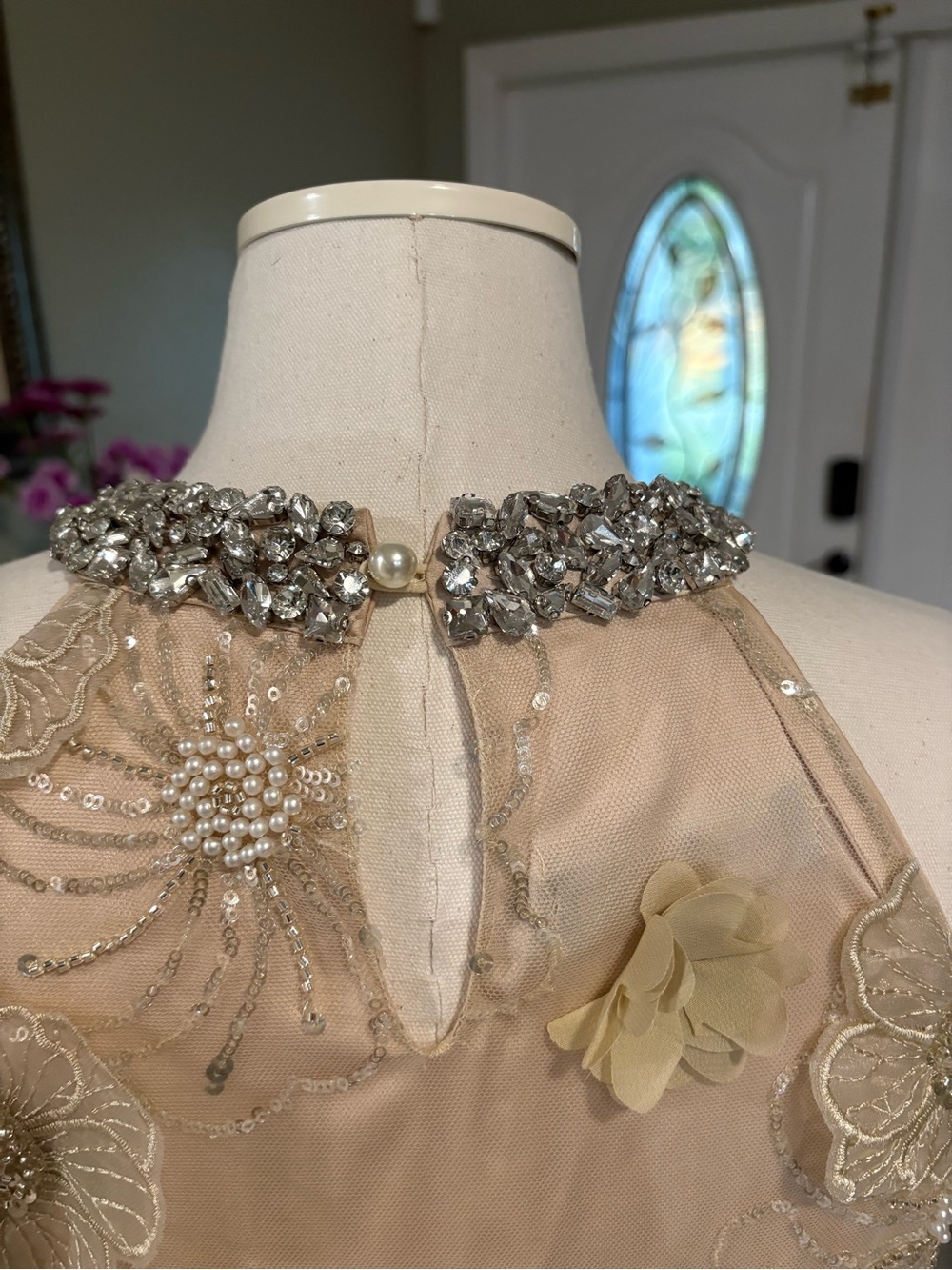 Rich Radi QS Embellished Halter Mini in Champagne - Picture 7 of 15